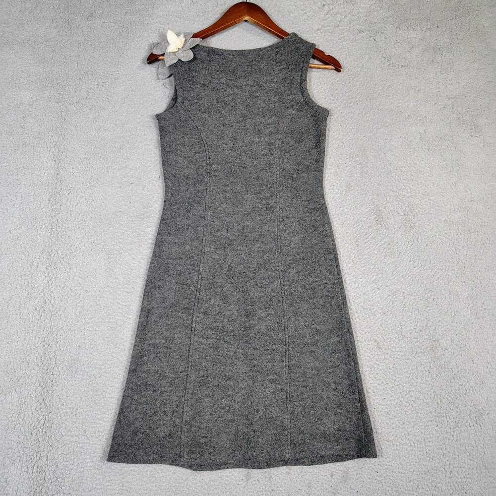 Girls From Savoy Dress Women's S Charcoal Gray Applique Floral 100% Merino Wool - Picture 11 of 11